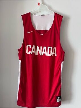 Nike Red and White CANADA Basketball Jersey